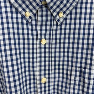 Blue Mountain 3XL Mens Navy Blue Gingham Check Long Sleeve Button Down Shirt